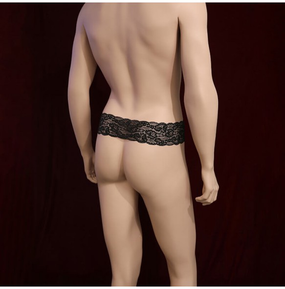 Feeetmoi - Men's Beaded Hollow Exposed Penis Underwear (Black)